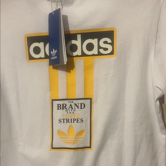 Adidas White Tee with Orange Stripes - Picture 3 of 3
